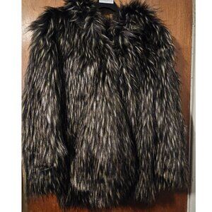 NWT Donna Salyers Fabulous Furs XS Hooded Espresso Faux Fox Fur Coat